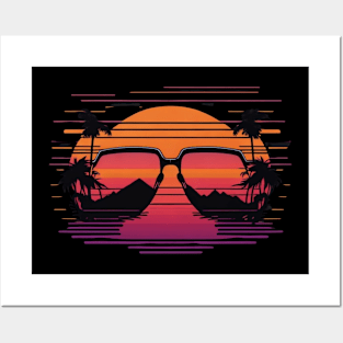 sunset sunglasses Posters and Art